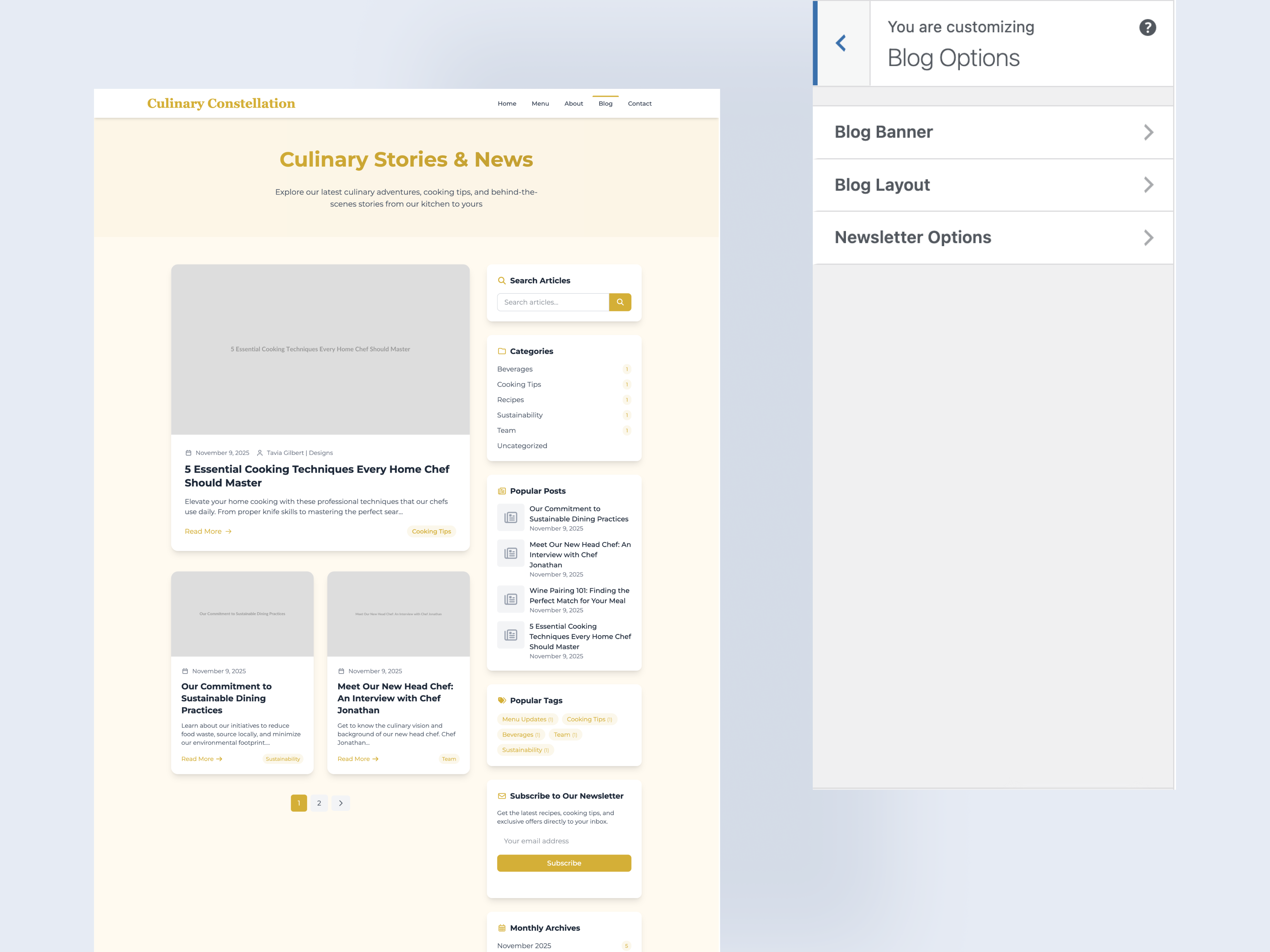 Culinary Constellation WordPress Theme gallery image