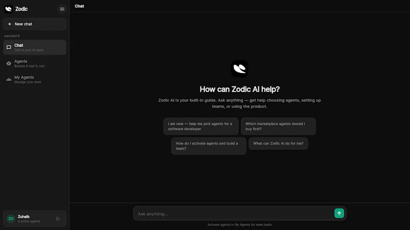 Zodic - AI Agent Marketplace screenshot 1