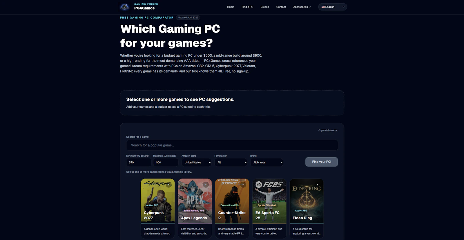 PC4Games — Free Gaming PC Finder 2026 screenshot 1