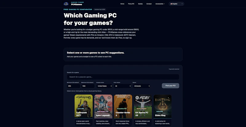 PC4Games — Free Gaming PC Finder 2026 screenshot 1