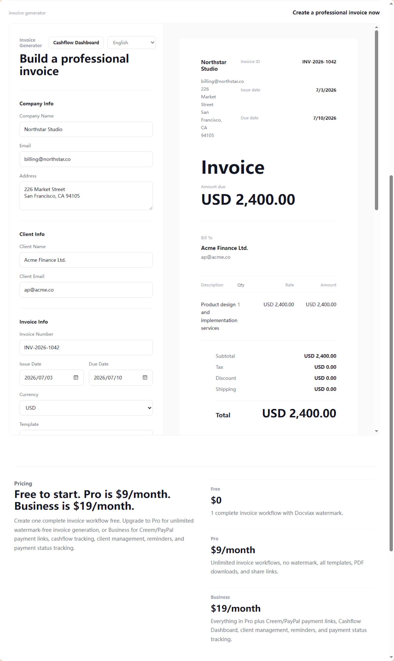 Docviax – Cashflow OS for Freelancers screenshot 3