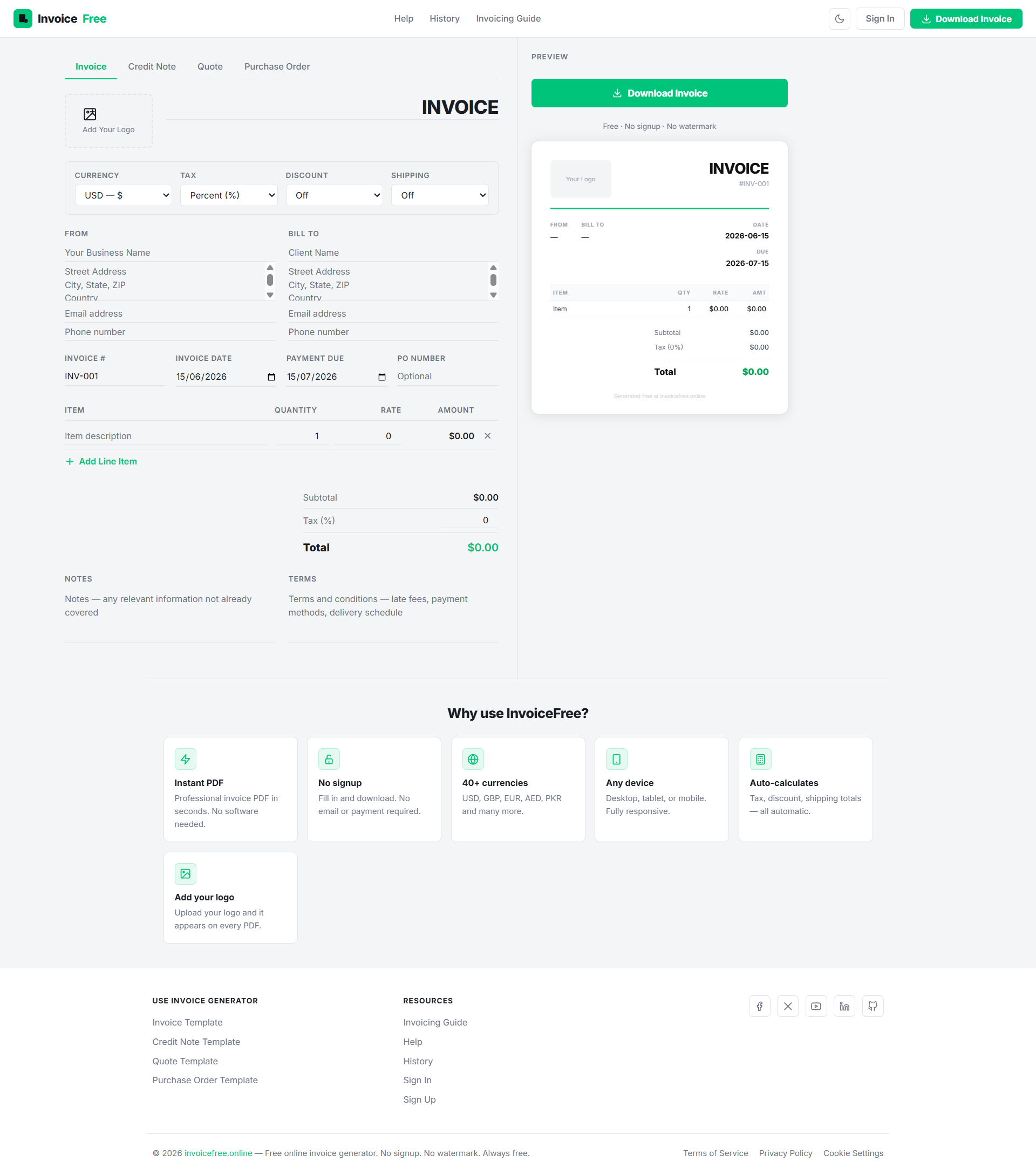 Free Invoice Generator — InvoiceFree gallery image