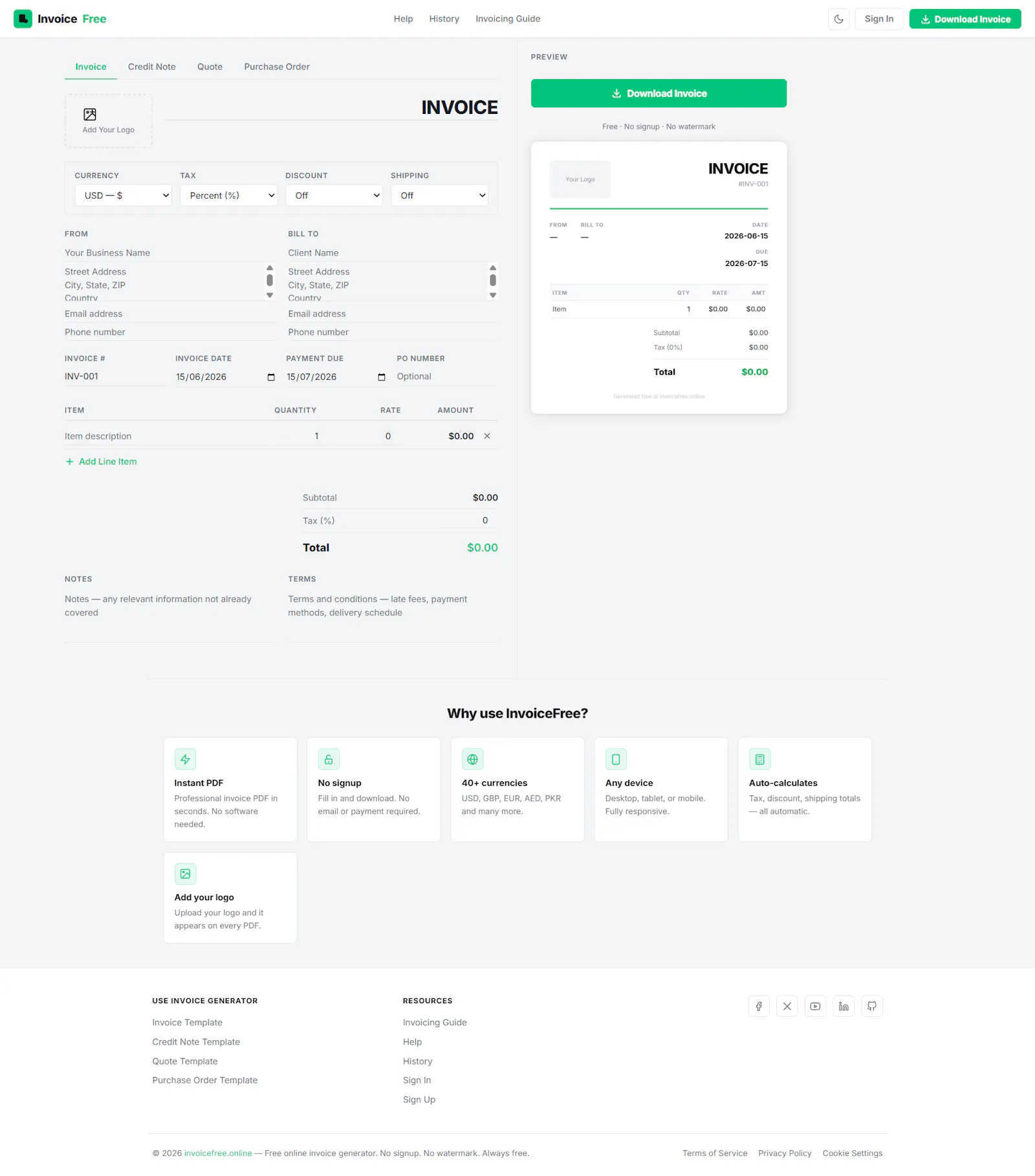Free Invoice Generator — InvoiceFree screenshot 2