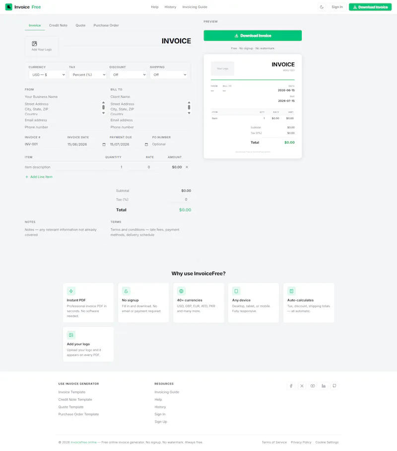 Free Invoice Generator — InvoiceFree screenshot 2