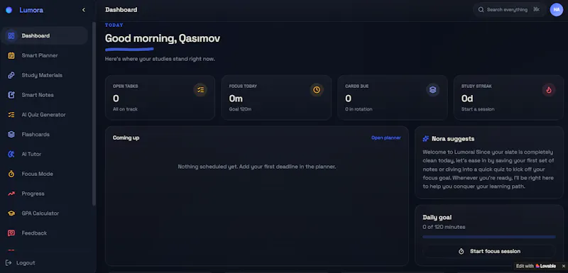 Lumora — Study workspace for students screenshot 4