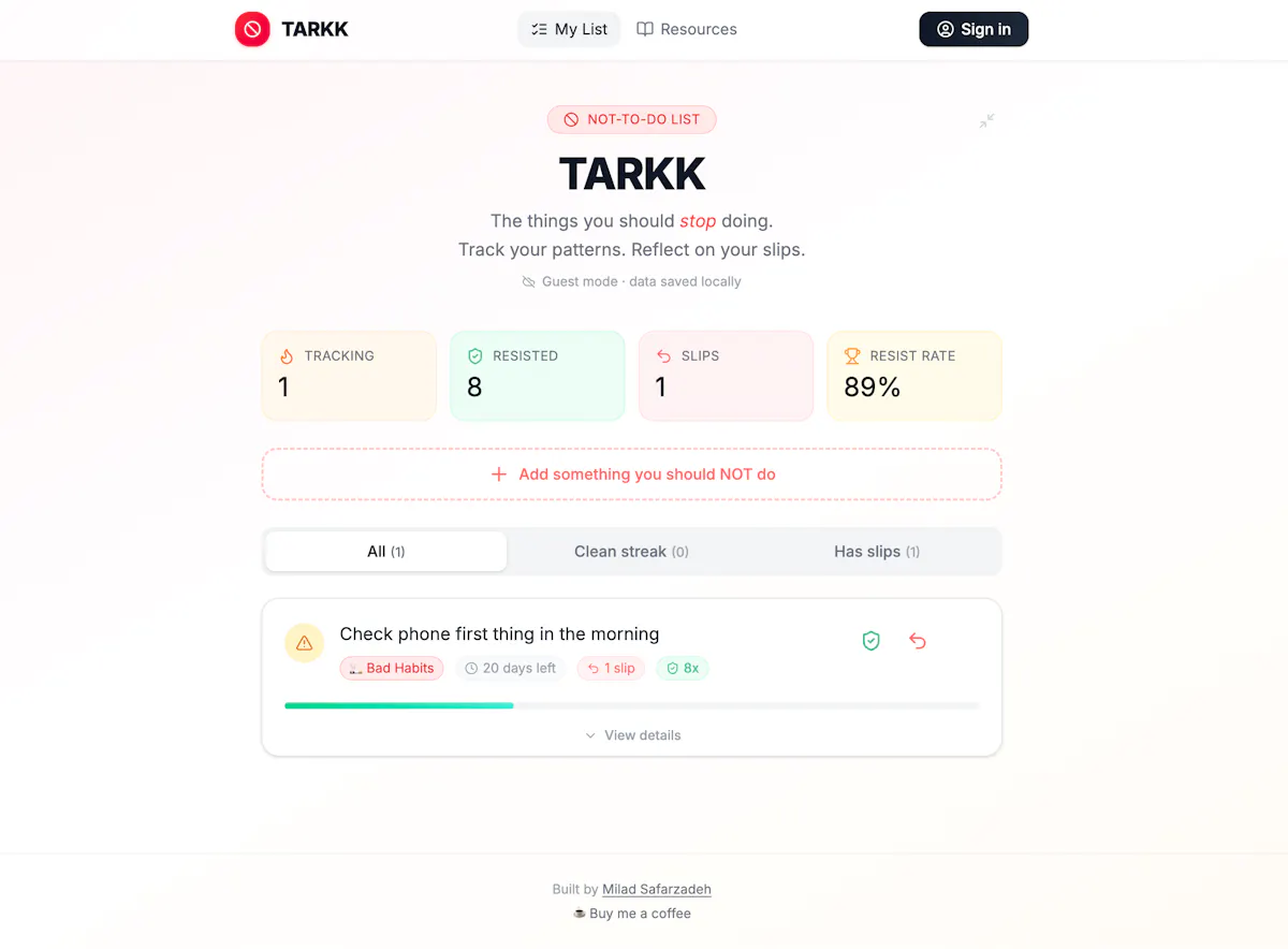 TARKK – Not-To-Do List