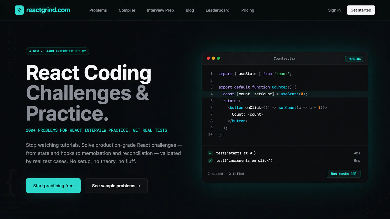 ReactGrind — React Coding Challenges screenshot 1