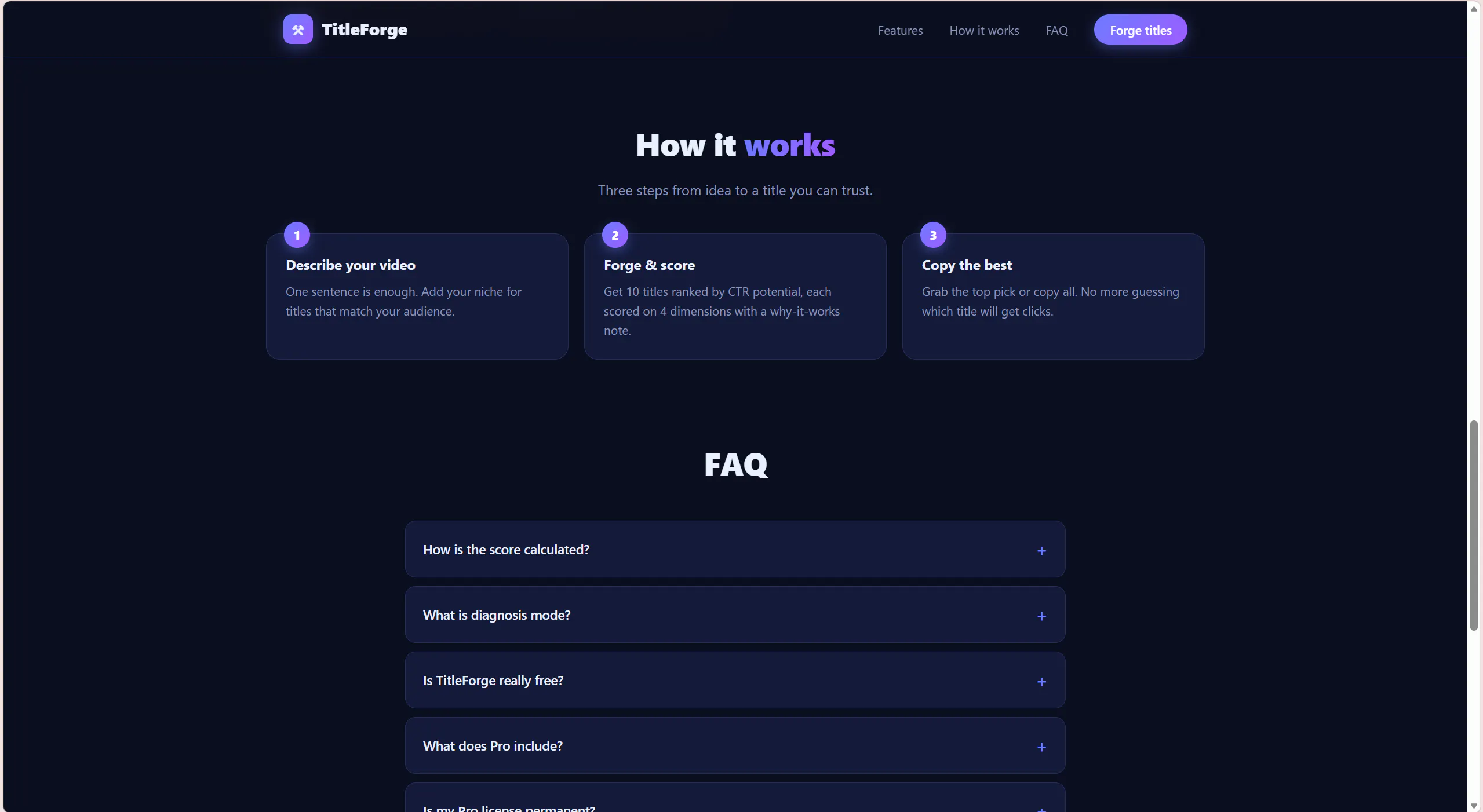 TitleForge — AI YouTube Title Generator gallery image