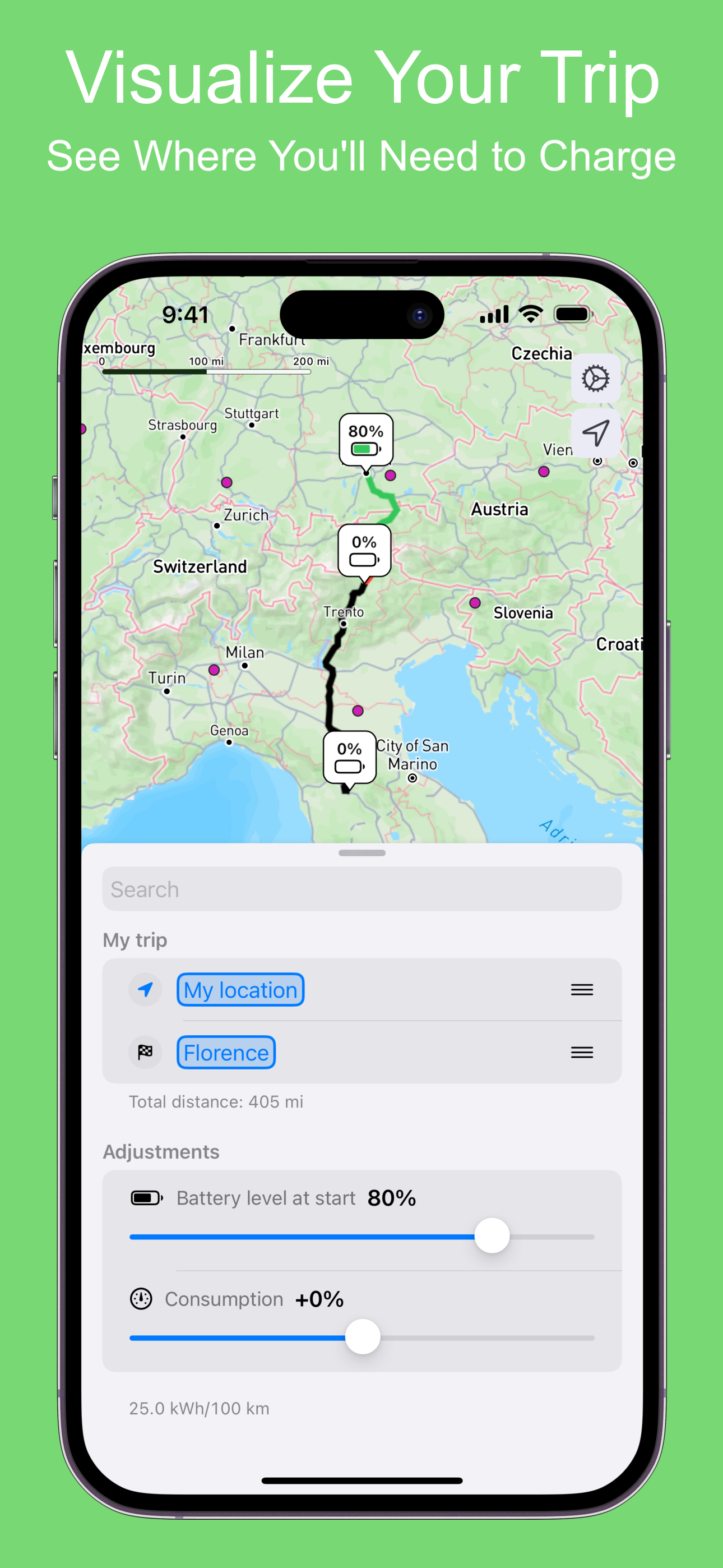 Ranger - EV Route Planner - Guarda il tuo percorso e scegli le tue fermate di ricarica media 1
