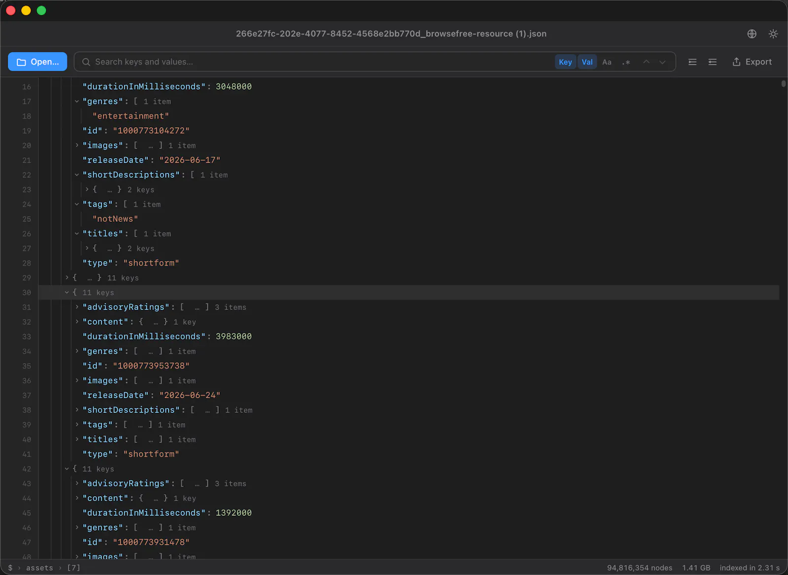BigJSON screenshot 1