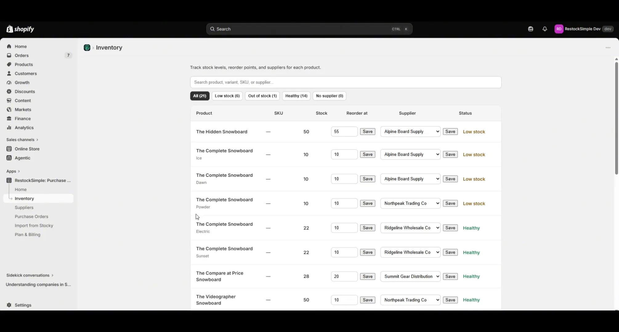 RestockSimple screenshot