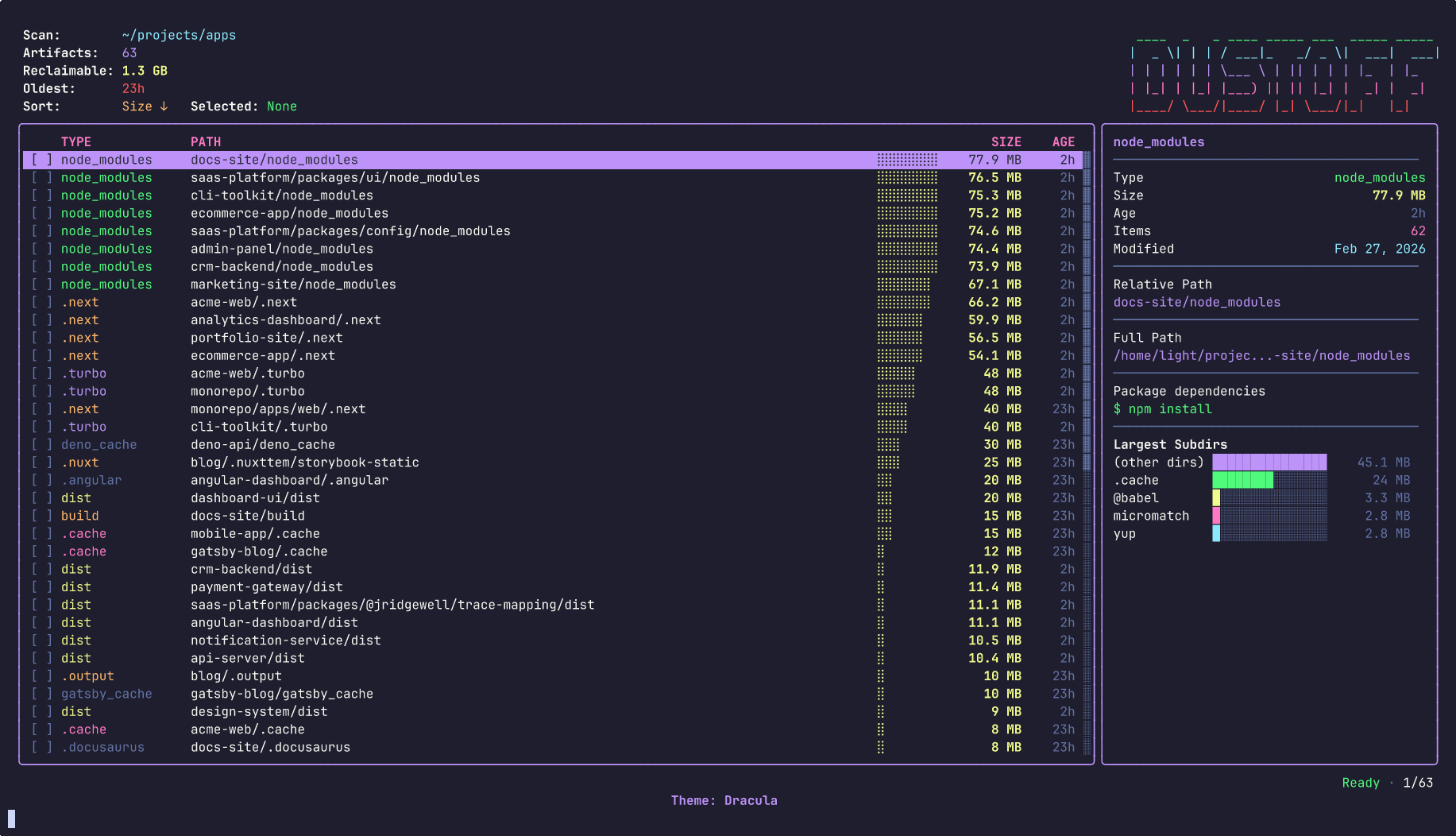 DUSTOFF – Clean JS build artifacts - Screenshot 4 showing product features and functionality