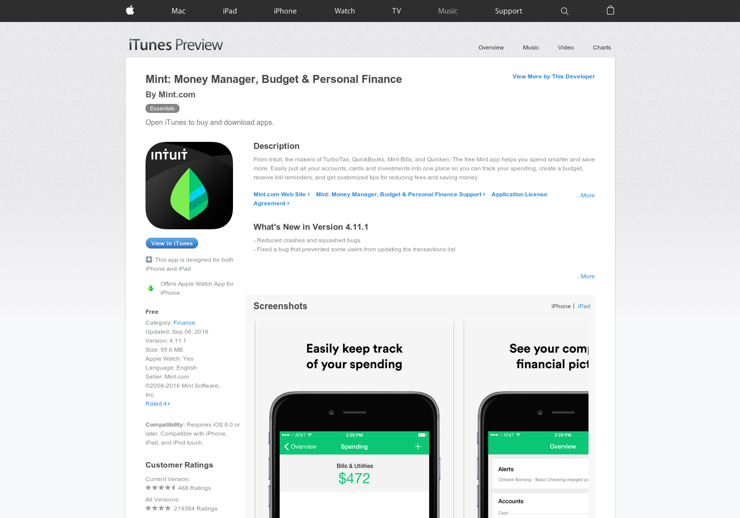 Mint for Apple Watch