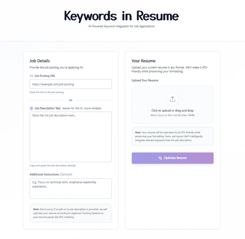 Keywords in Resume screenshot 1