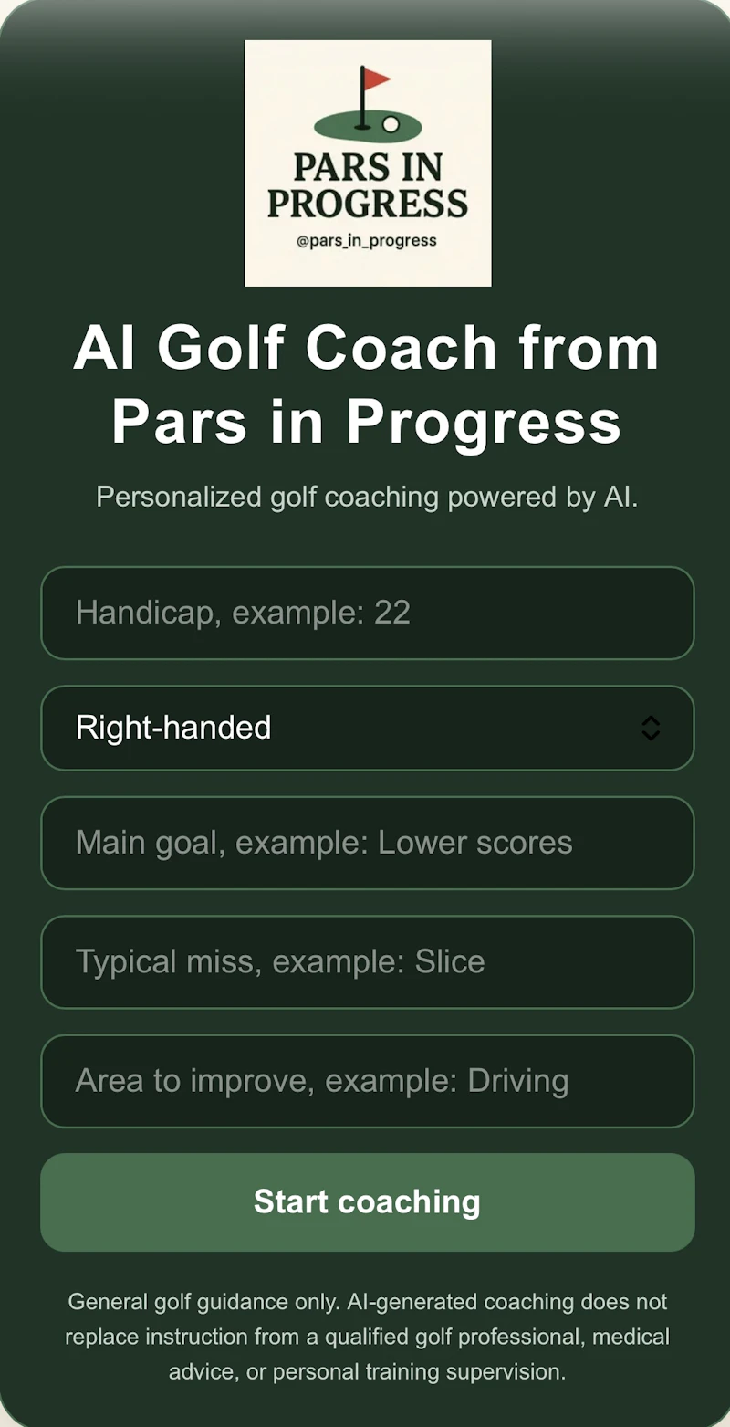 Pars in Progress AI Golf Coach screenshot 2