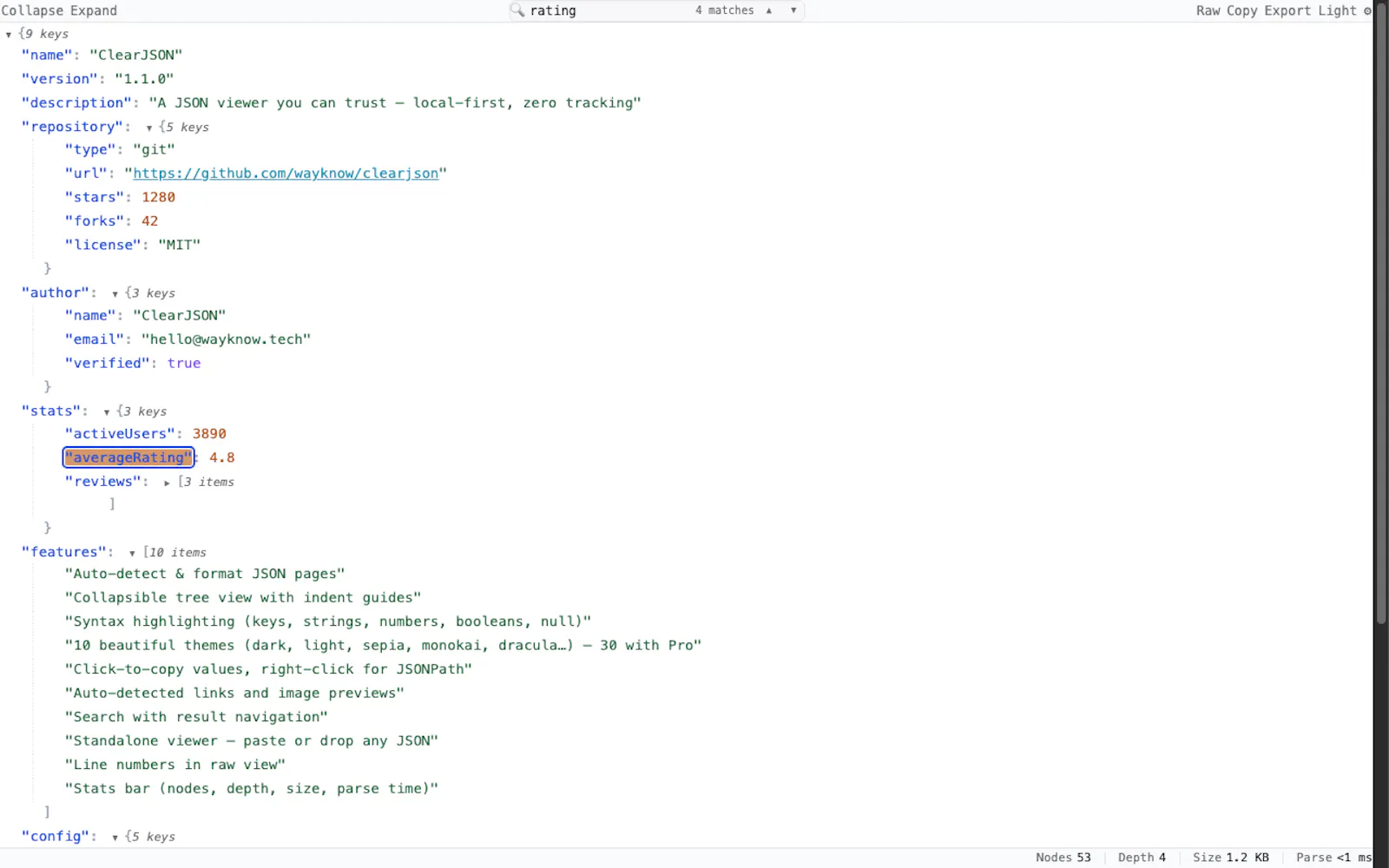 ClearJSON screenshot 3
