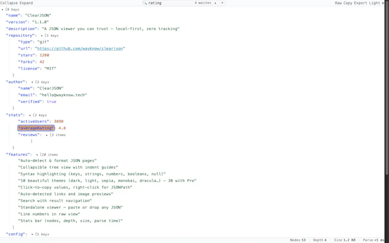 ClearJSON screenshot 3