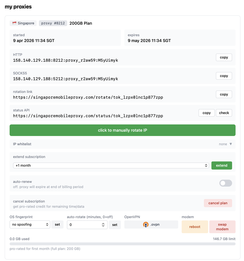 Singapore Mobile Proxy gallery image