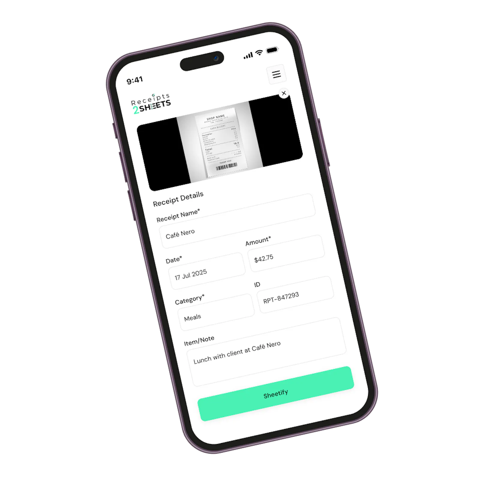 Receipts2sheets App screenshot 9