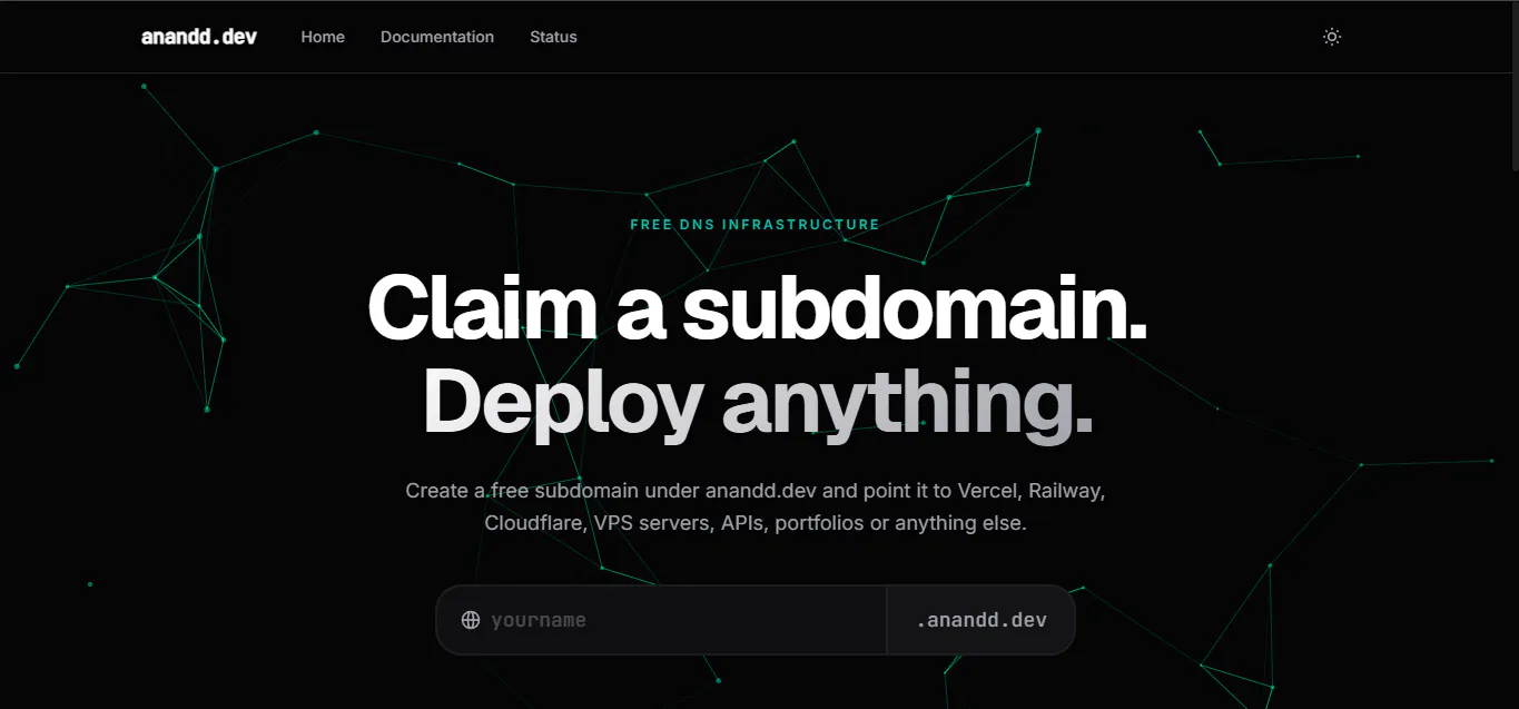 anandd.dev — Free Subdomain Provider gallery image