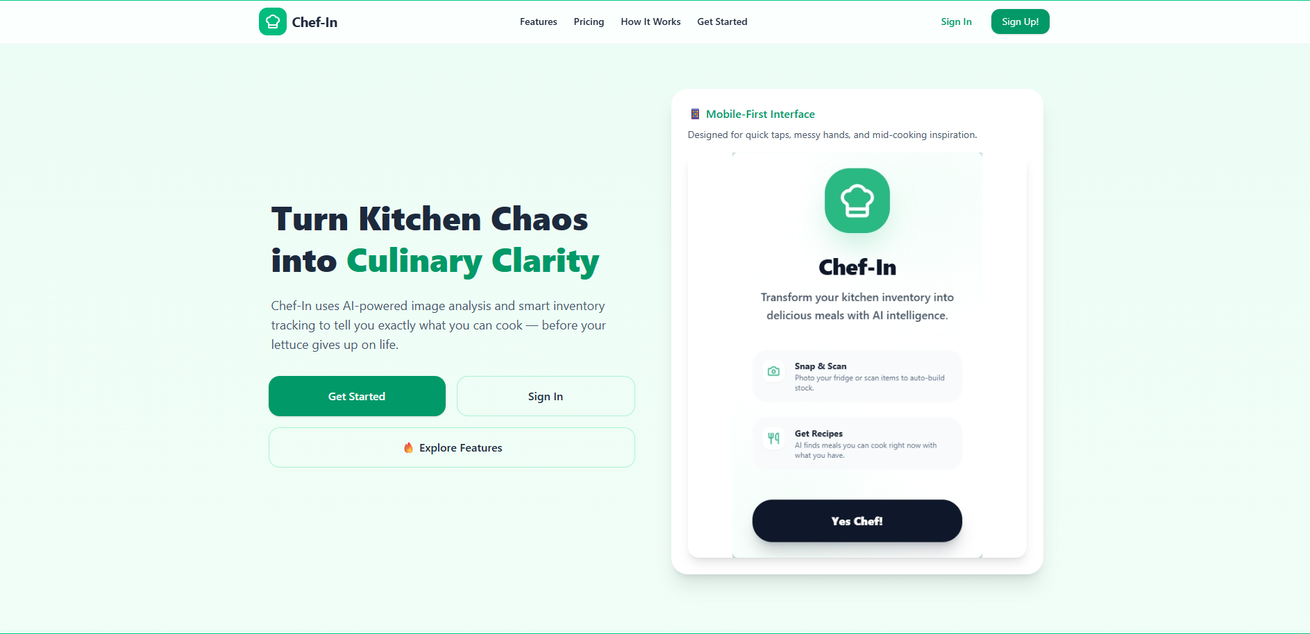 Chef-In - Main product screenshot demonstrating key features and user interface