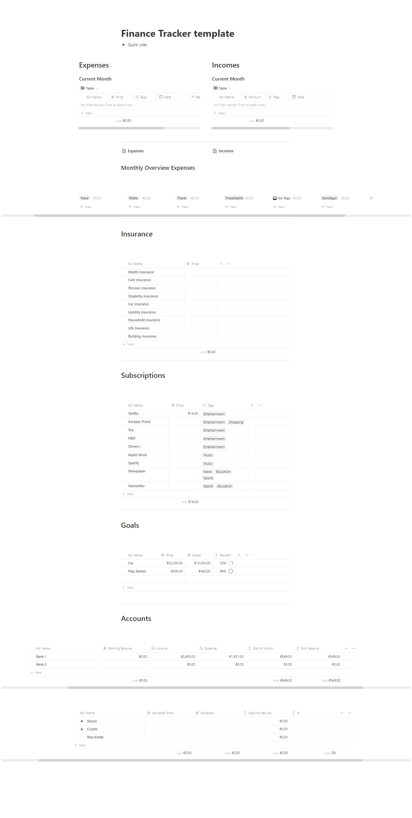 Finance tracker template for Notion media 1