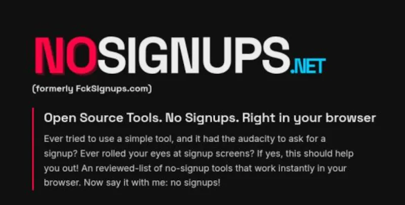 NoSignups screenshot 2