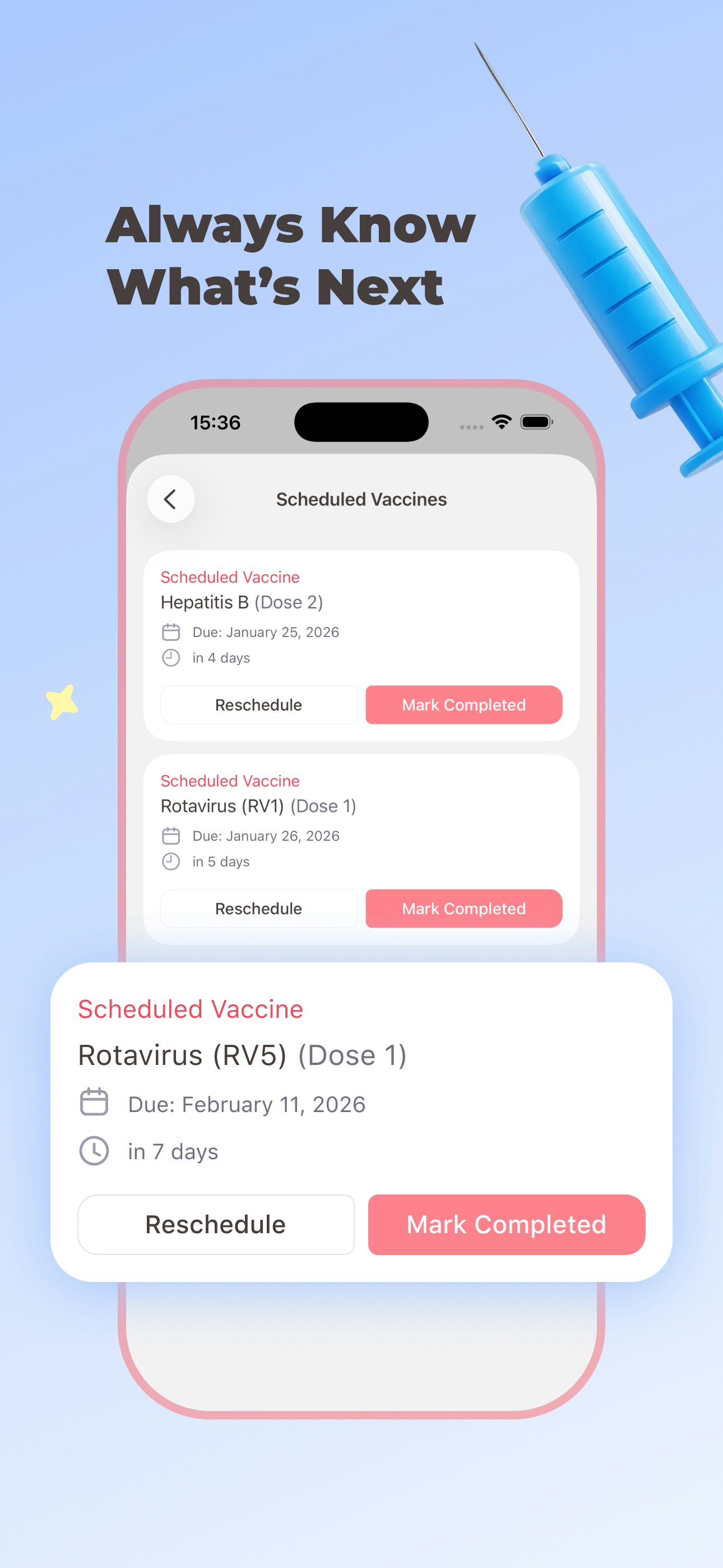 Beeby: Baby Vax Tracker - Screenshot 3 showing product features and functionality