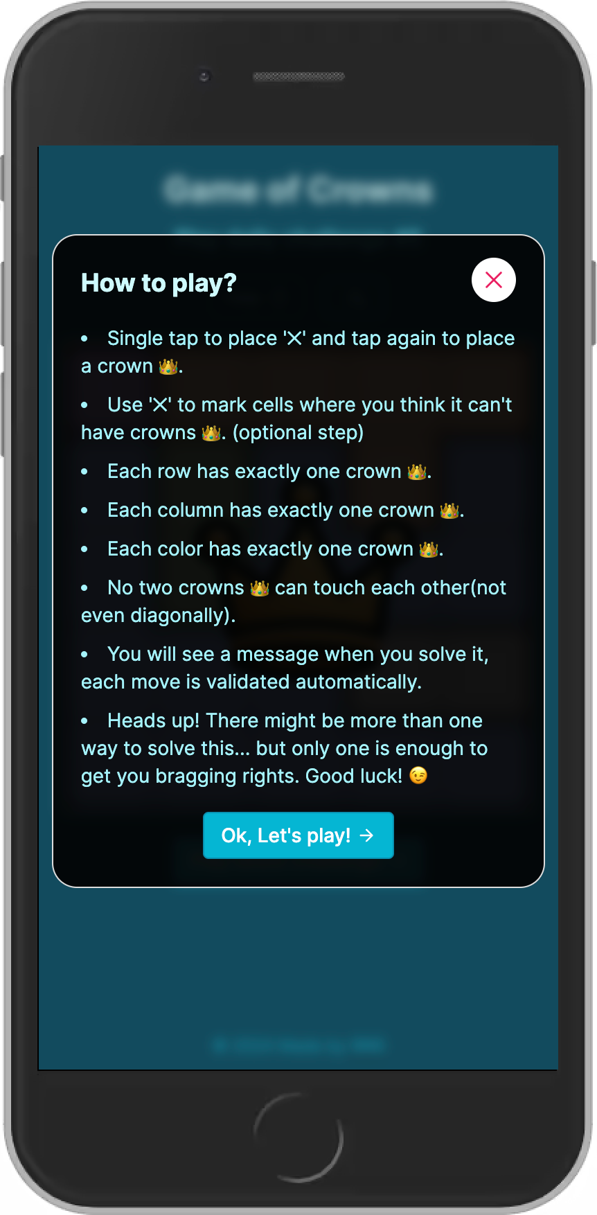 Mídia 2 de Jogo de coroas - Um simples jogo de tabuleiro do NXN para colocar coroas na região de Reach.