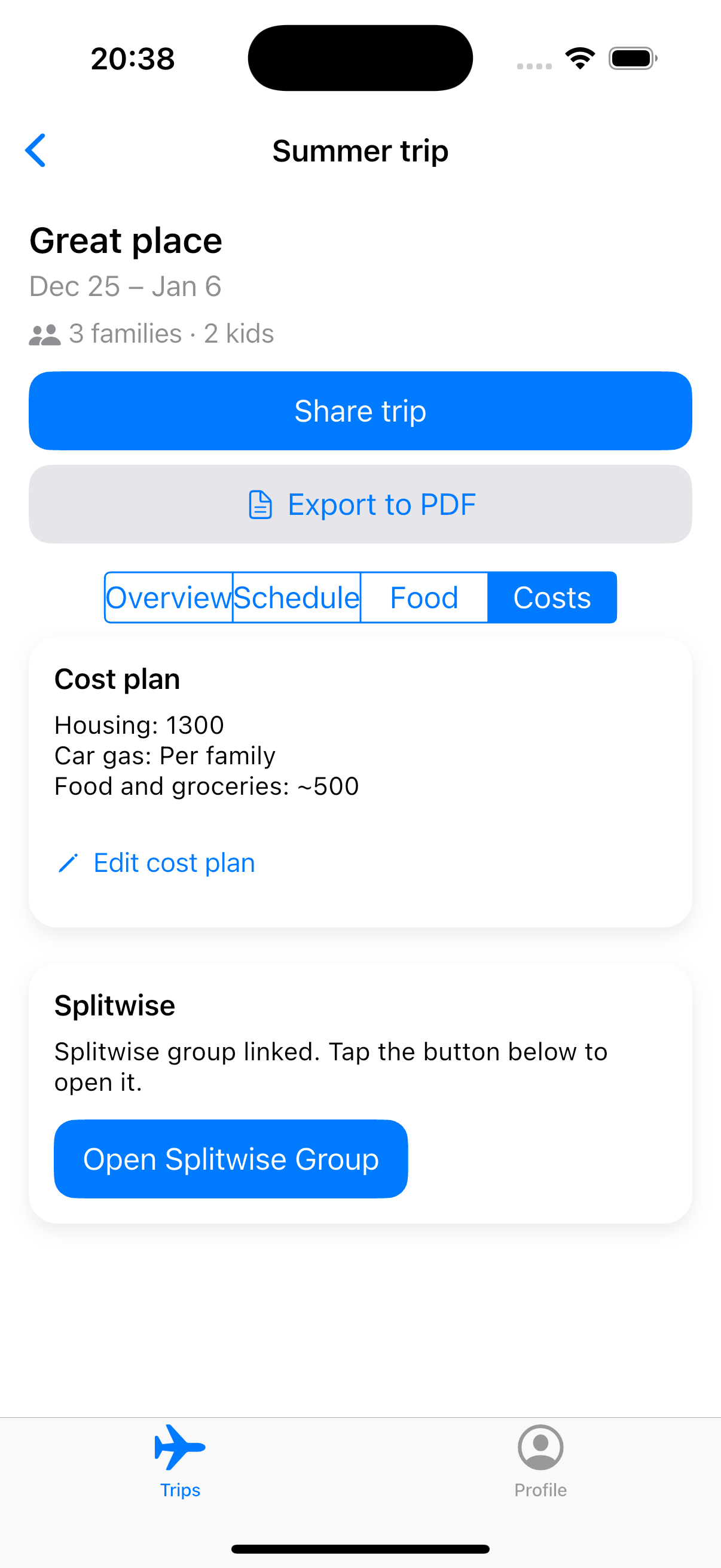 Family trips - Screenshot 5 showing product features and functionality