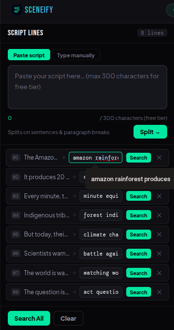 Sceneify: Script to B-roll in Seconds gallery image
