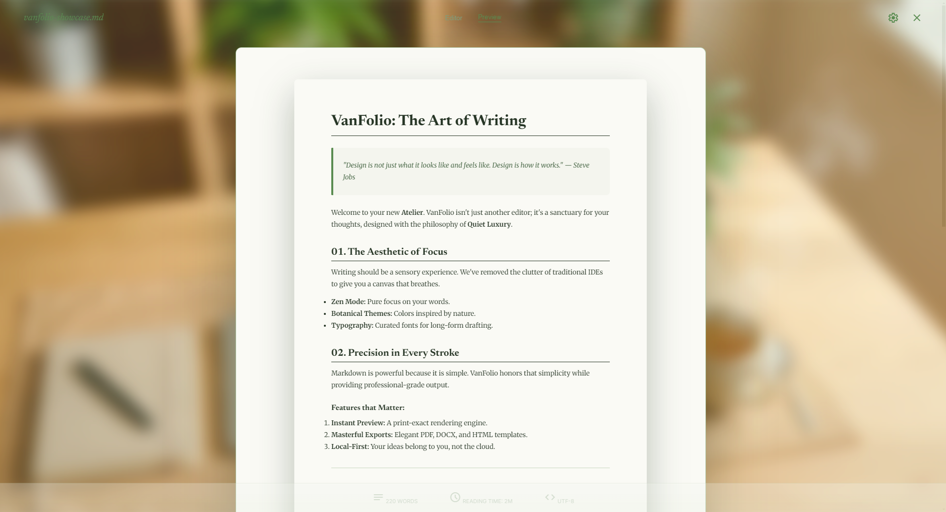 VanFolio — Markdown Workstation gallery image