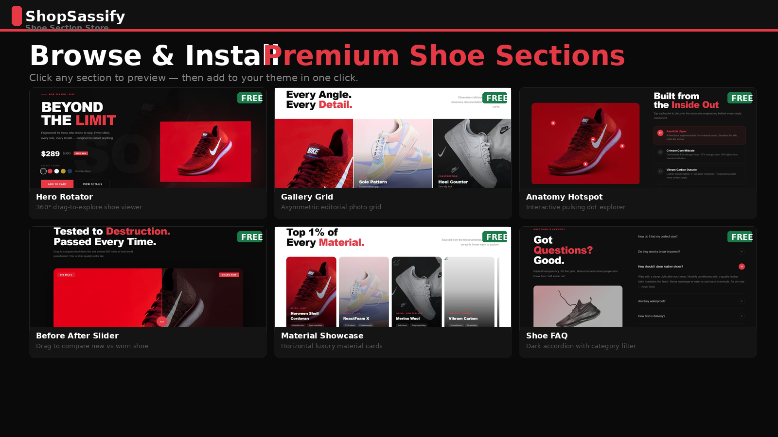 Shoe Sections & Theme Blocks gallery image