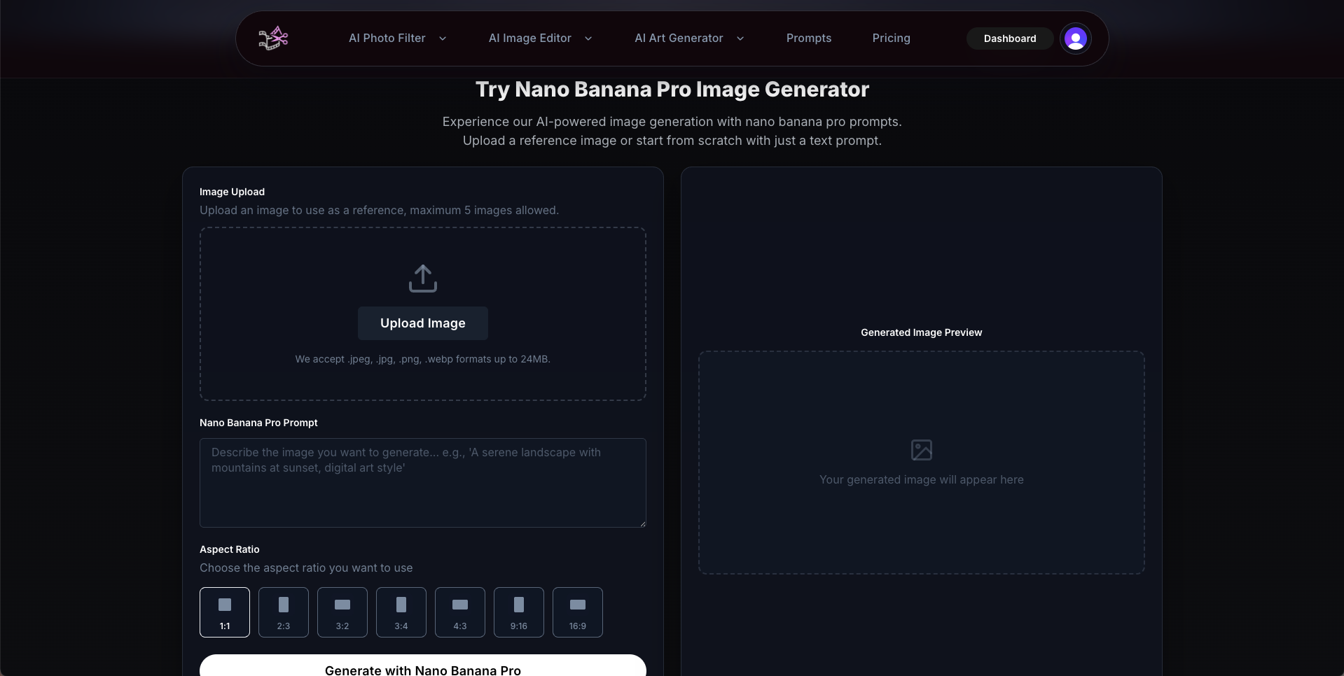 AI Image Generation & Editing Platform - Screenshot 2 showing product features and functionality