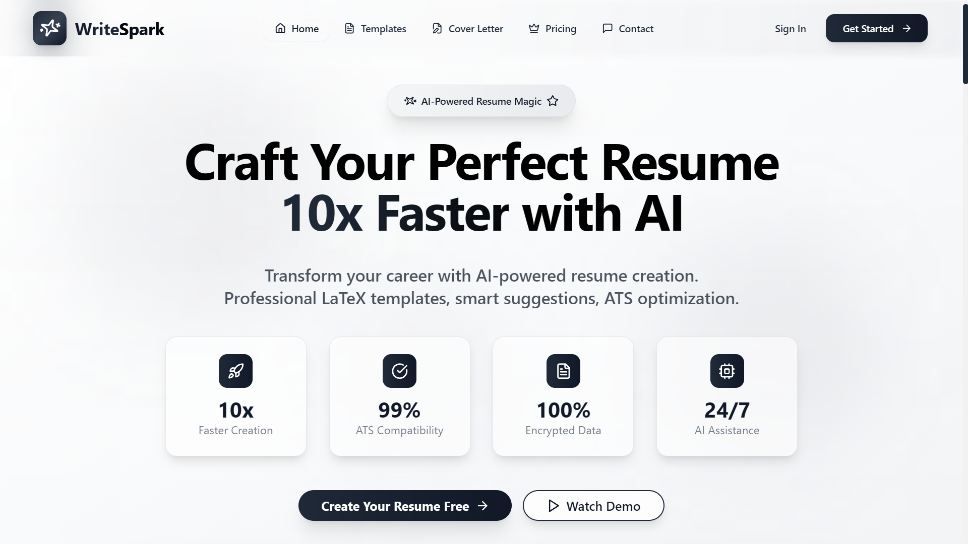 WriteSpark Ai - Main product screenshot demonstrating key features and user interface