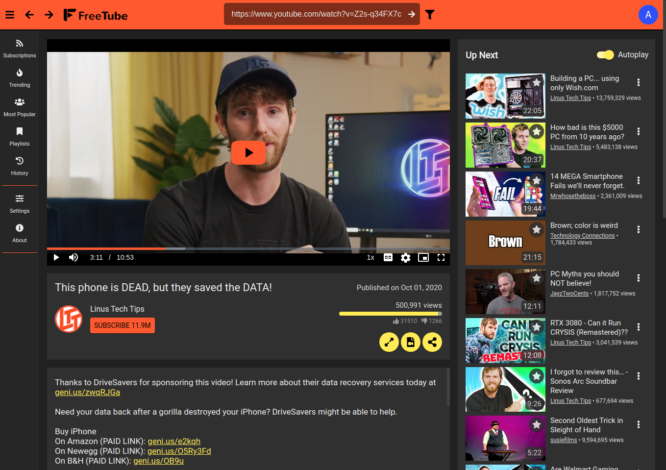 Freetube gallery image