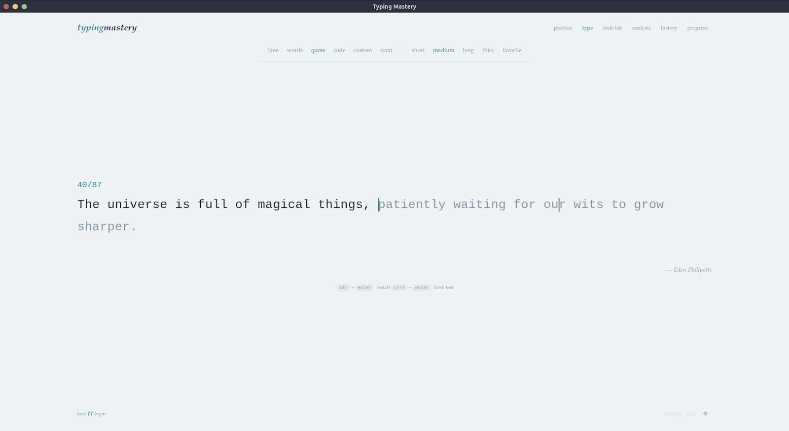 Typing Mastery screenshot 1