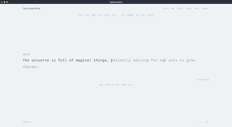 Typing Mastery screenshot 1