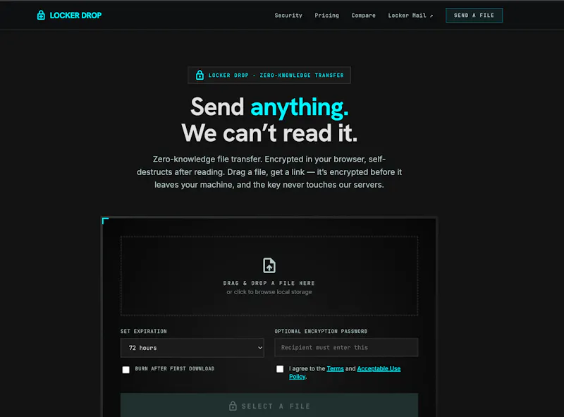 Locker Drop — encrypted file transfers screenshot 2