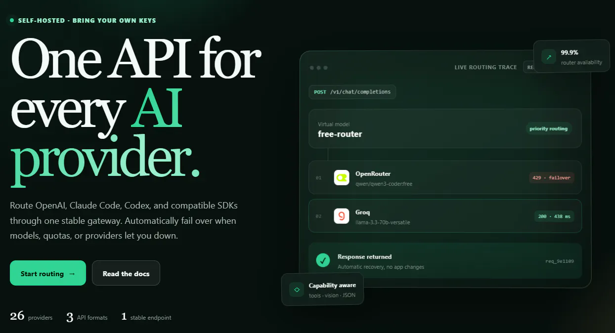 LLM Router · One API for every provider gallery image