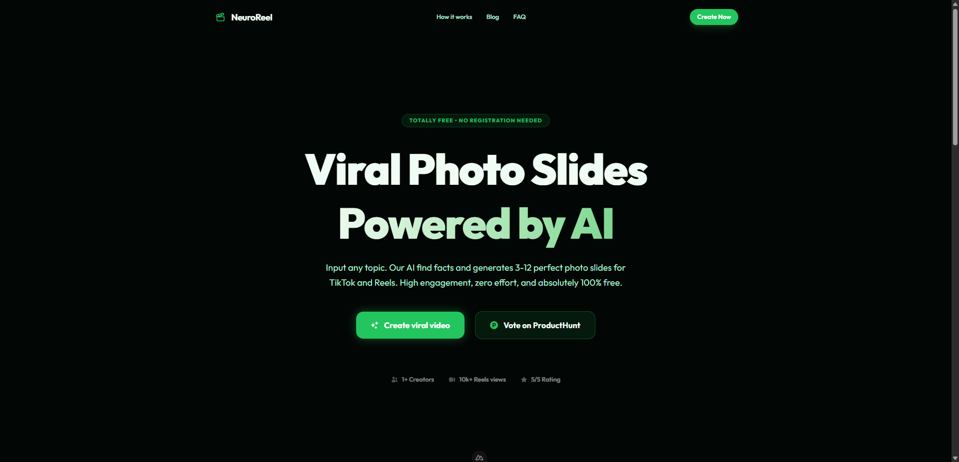 NeuroReel - Main product screenshot demonstrating key features and user interface