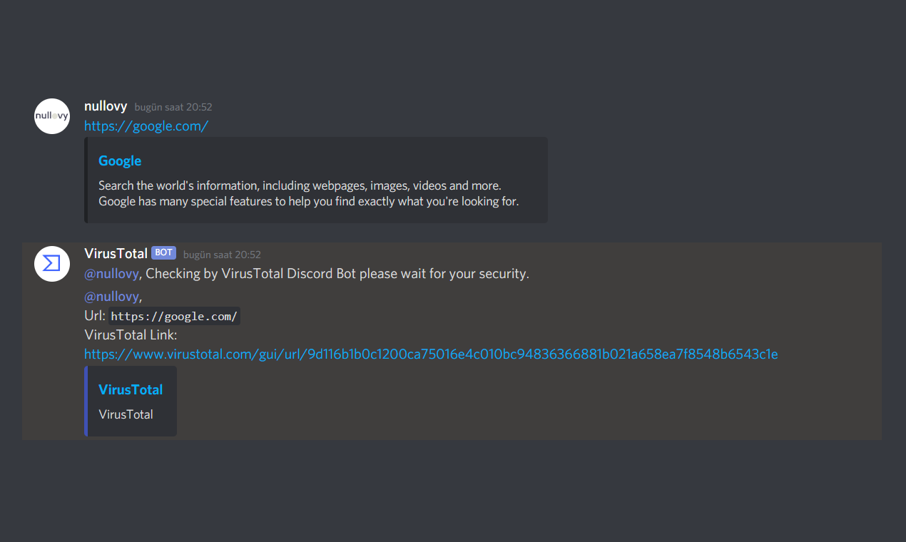 VirusTotal Discord Bot gallery image