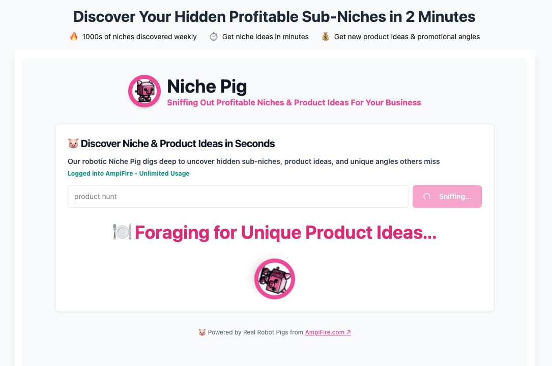 Niche Pig - Main product screenshot demonstrating key features and user interface