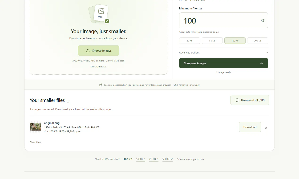 Compress to 100KB gallery image