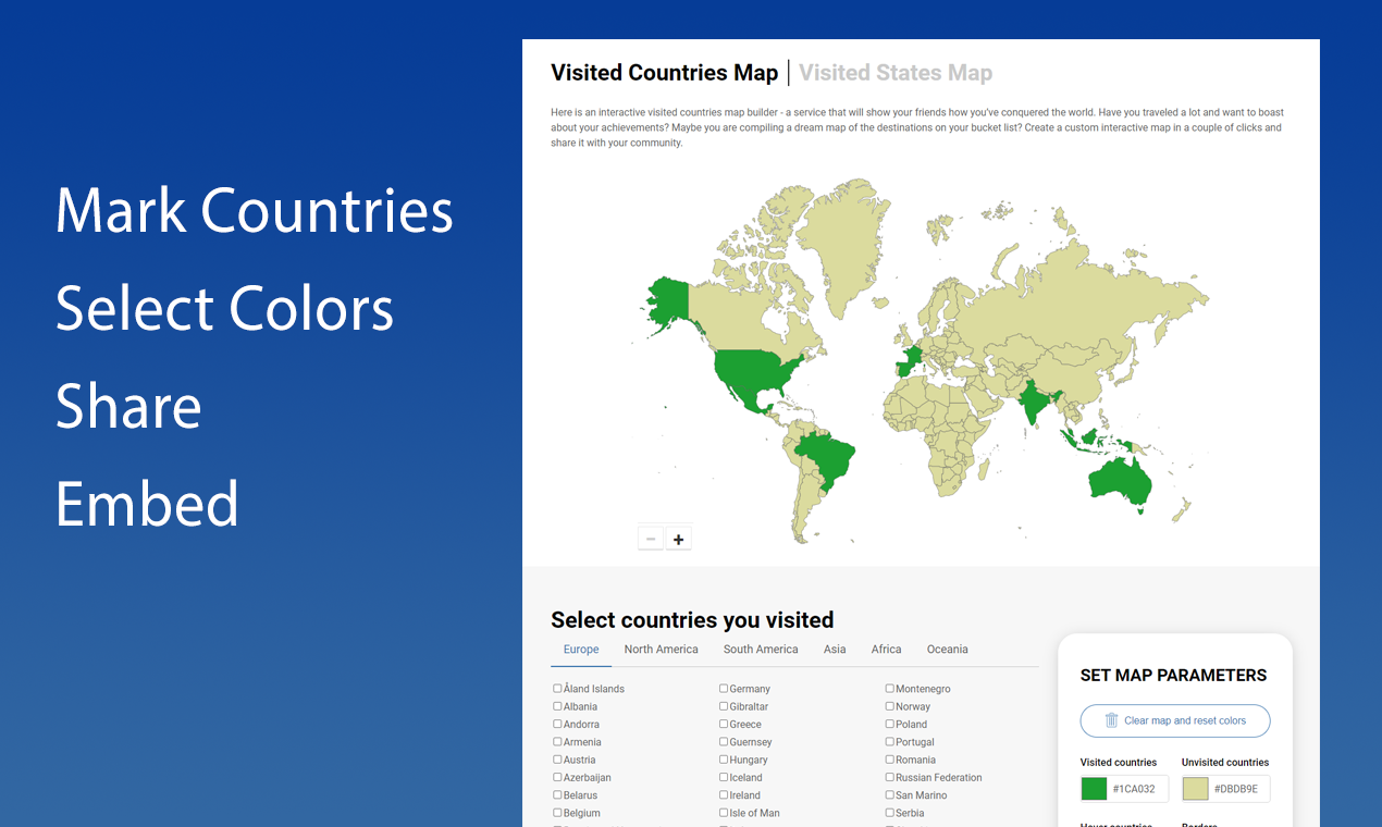 Interactive Visited Countries Map Visited States Map - Create Your Own Interactive Visited States/Countries  Map