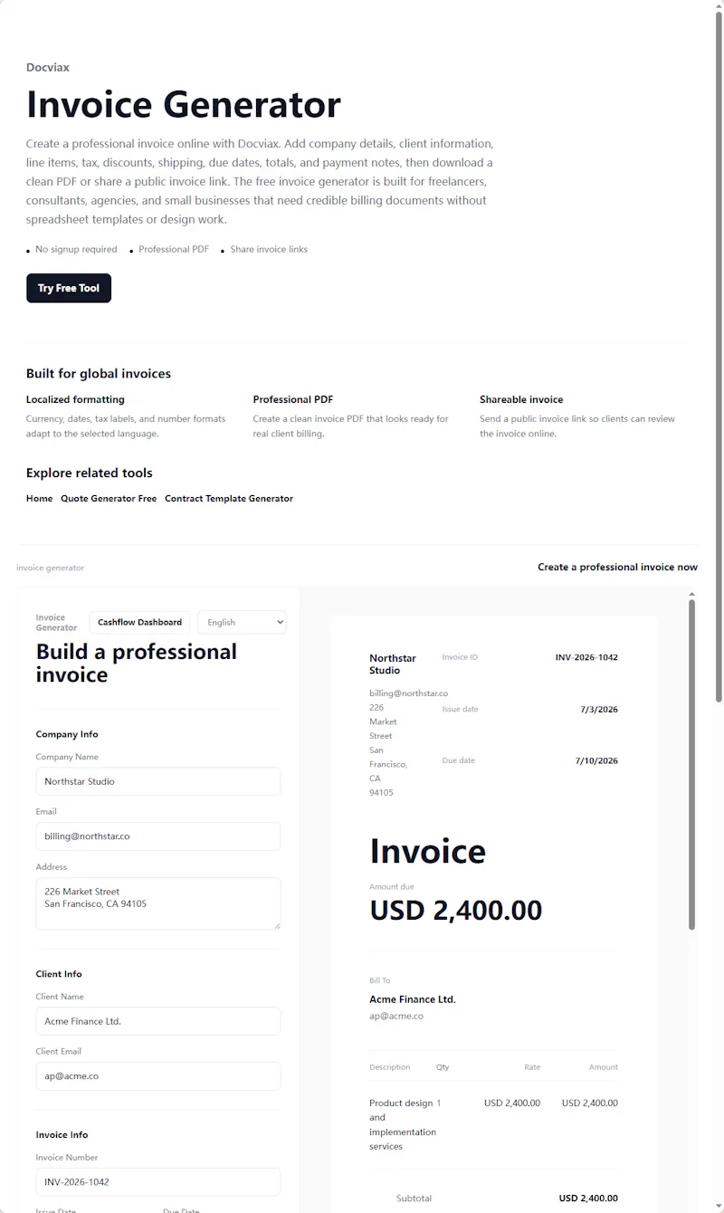 Docviax – Cashflow OS for Freelancers screenshot 2