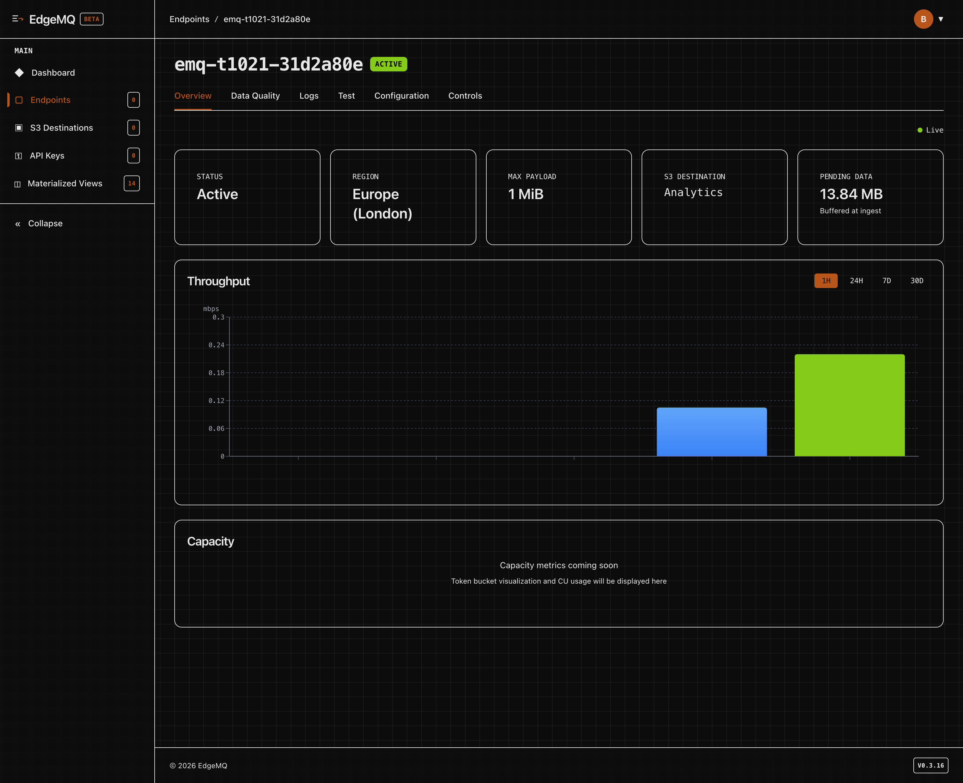 EdgeMQ: easiest way to land data in S3 - Main product screenshot demonstrating key features and user interface