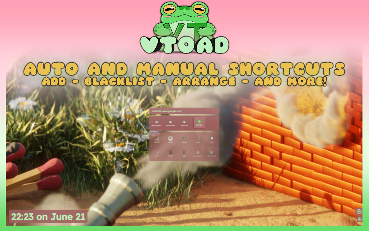 vtoad新しいタブページ - ライブの壁紙、テーマ、カスタマイズなど!メディア4