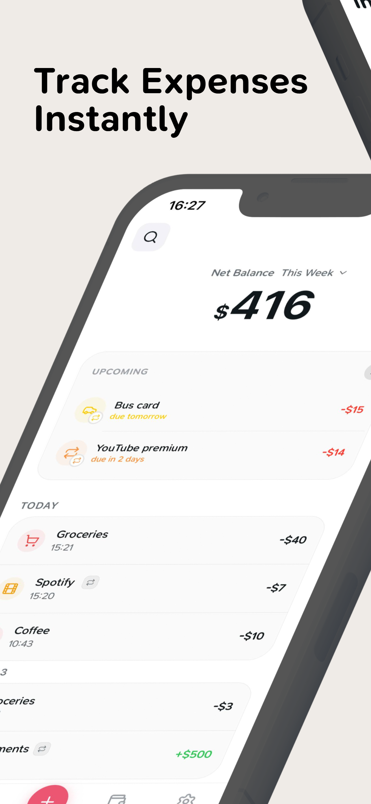 Budget Expense Tracker: Qostly - Main product screenshot demonstrating key features and user interface