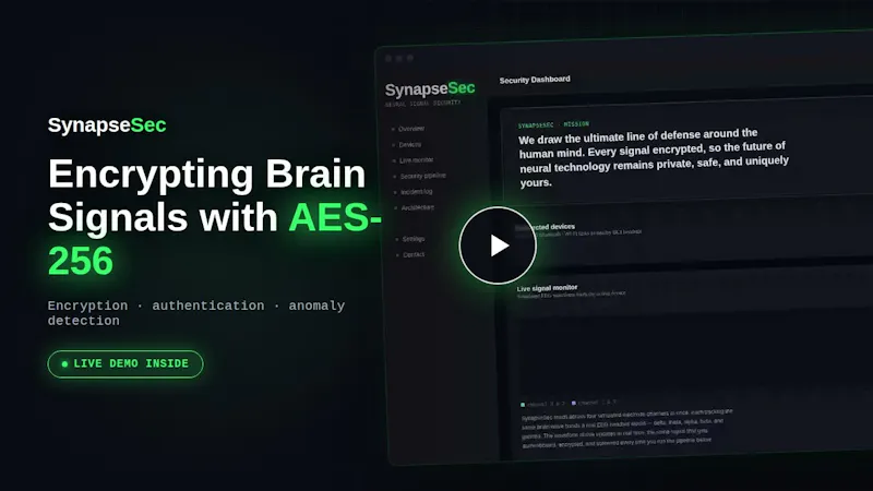 SynapseSec — Neural Signal Security  screenshot 1 (video preview)